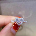 Fashion Luxury Heart Rings Women Inlaid Dazzling Cubic Zirconia Elegant Wedding Accessories Daily Wearable Trendy Jewelry