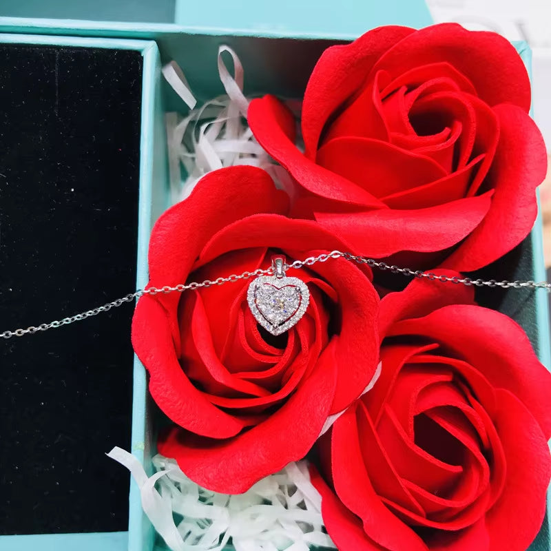 Love Cubic Zirconia Pendant Necklace for Women Romantic Luxury Female Wedding Necklace High Quality Silver Color Jewelry