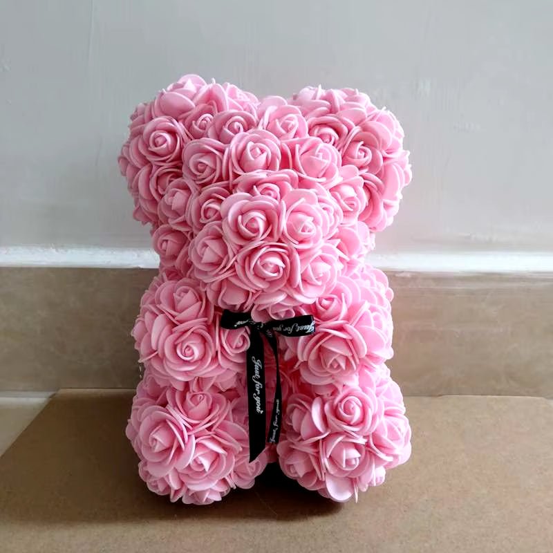 Romantic Valentine'S Day Creative Eternal Flower Rose Bear Christmas Gift Rose Bear Hug Bear Wedding Flower Decoration Gift