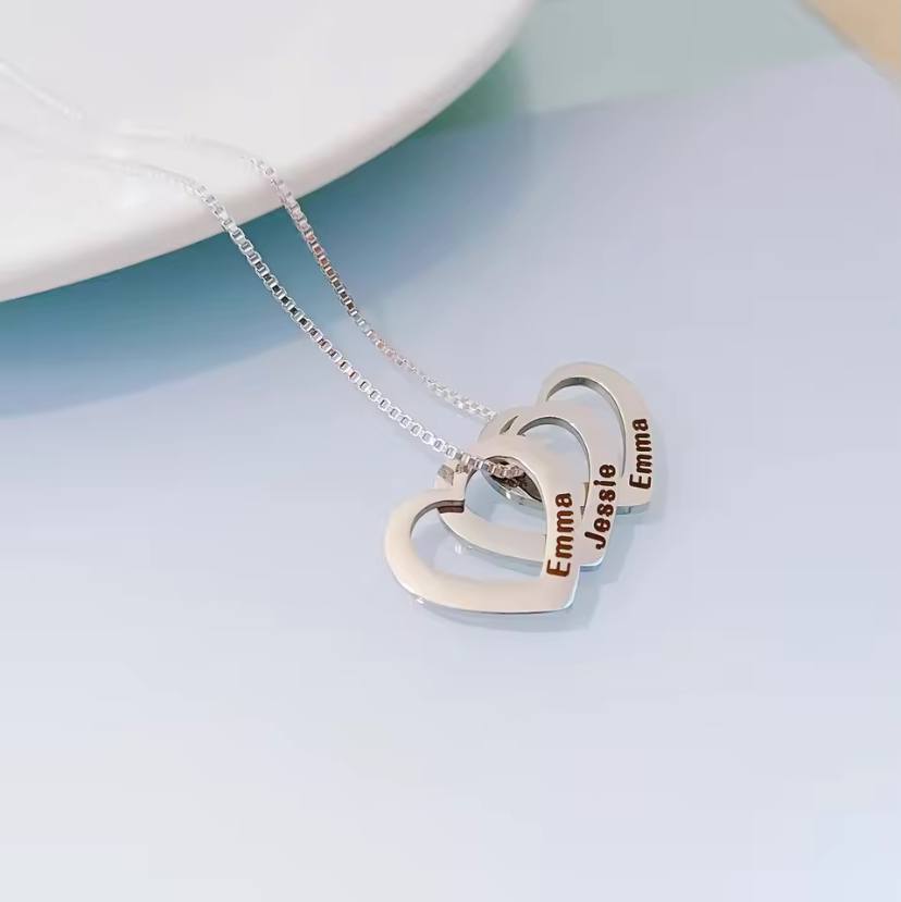 Customized Name Necklace For Women Stainless Steel Heart Carving Pendant Family  Jewelry  Choker Girlfriend Gift Bijoux Femme image 4