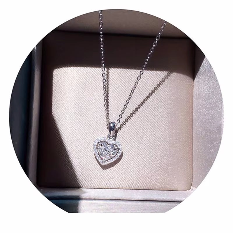 Love Cubic Zirconia Pendant Necklace for Women Romantic Luxury Female Wedding Necklace High Quality Silver Color Jewelry
