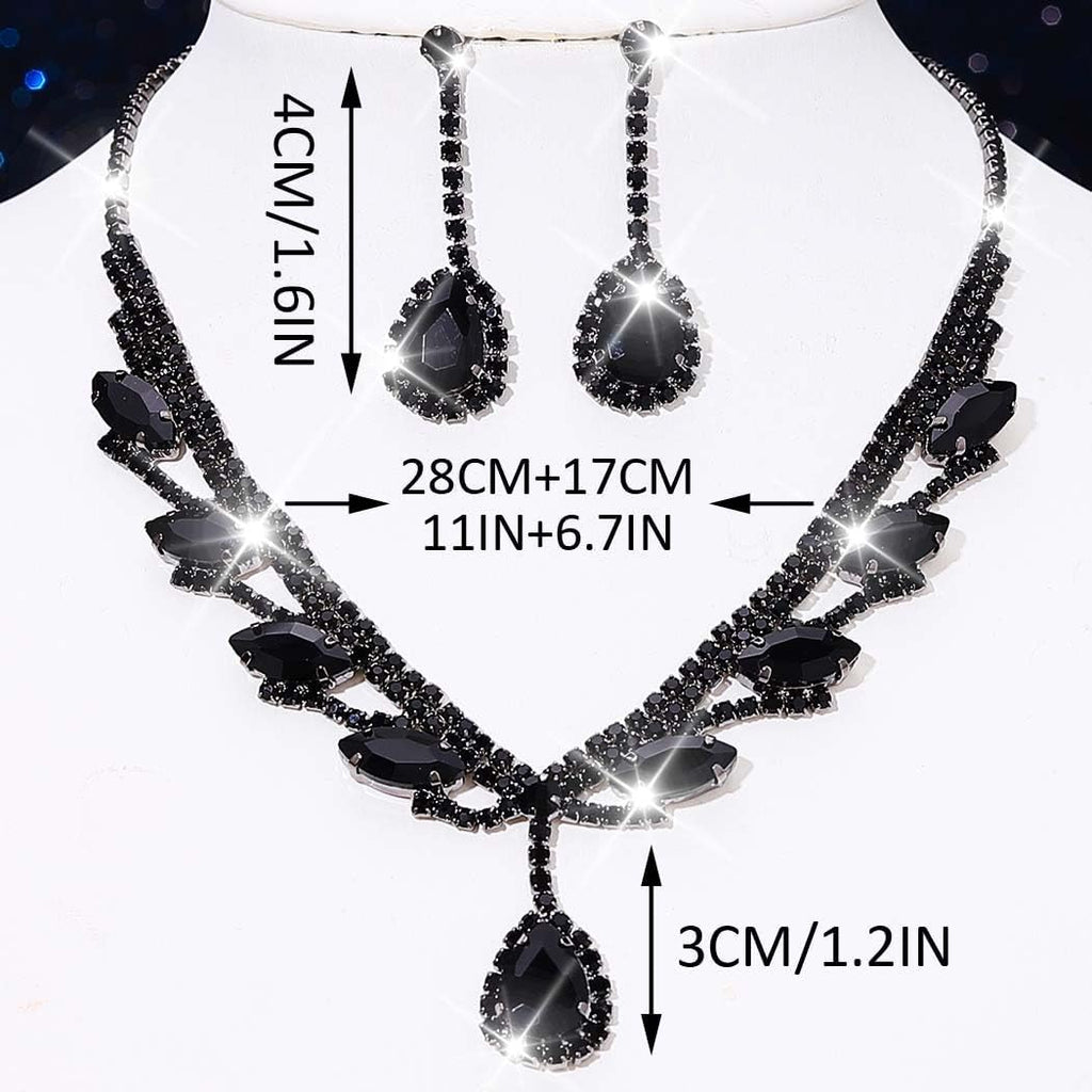 Rhinestone Bridal Wedding Jewelry Set Silver Necklace Earrings Sets Formal Prom Costume Jewelry Sets for Women and Brides