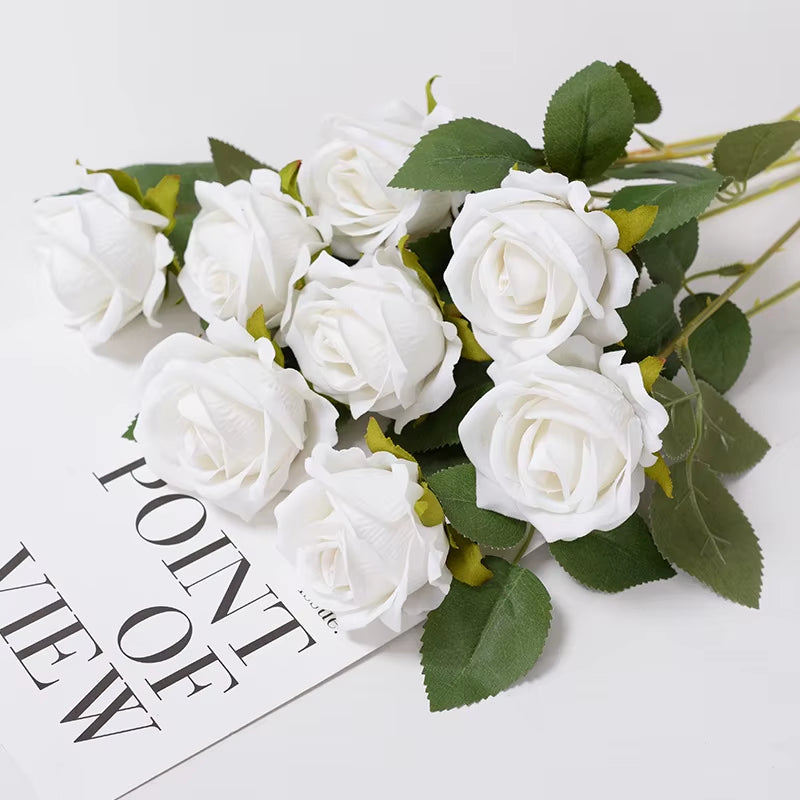 3/5/10/20Pcs Roses Artificial Flowers Rose Flower Branch Artificial Red Roses Realistic Fake Rose for Wedding Home Decor