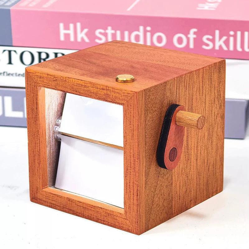 Custom Photo Flip Book Frame Photo Animation Box Hand-Cranked Photo Album Wooden Rotating Memory Box with Light Gift