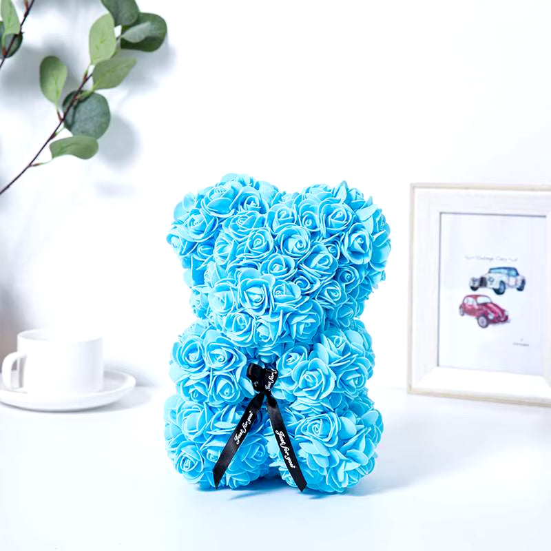 Romantic Valentine'S Day Creative Eternal Flower Rose Bear Christmas Gift Rose Bear Hug Bear Wedding Flower Decoration Gift