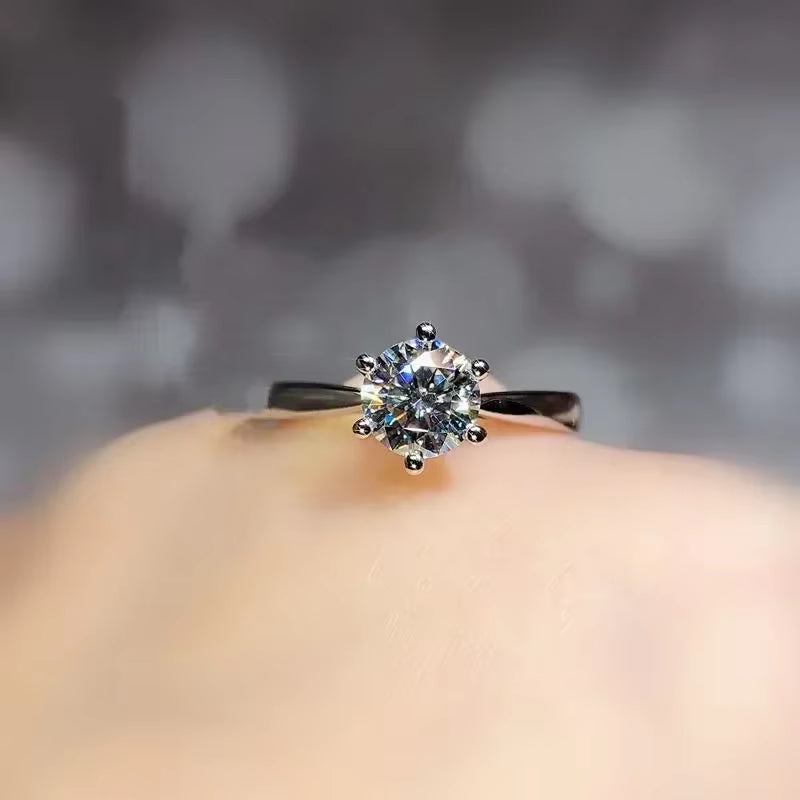 With Credentials Never Fade 18K White Gold Color Ring round Zircon Diamant Wedding Band Accessories Women Classic Jewelry