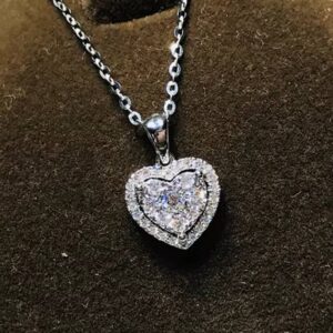 Light Luxury Zircon Heart Pendant Necklaces For Women Trendy Stainless Steel Chain Choker Necklace Bridal Wedding Jewelry Gift