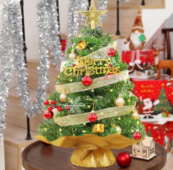 FOTSHARER Mini Christmas Tree Green 2FT Christmas Tree Artificial Small Xmas Tree with Ornaments Table Top Christmas Tree for DIY Little Christmas Tree for Table Holiday Tabletop Tree for Desk Office