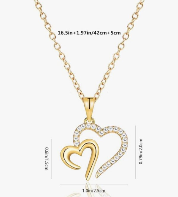 MJartoria Gold Heart Necklace for Women Double Heart with Rhinestone Dainty Simple Necklace Birthday Mothers Day Jewelry Gifts for Mom Grandma from Daughter