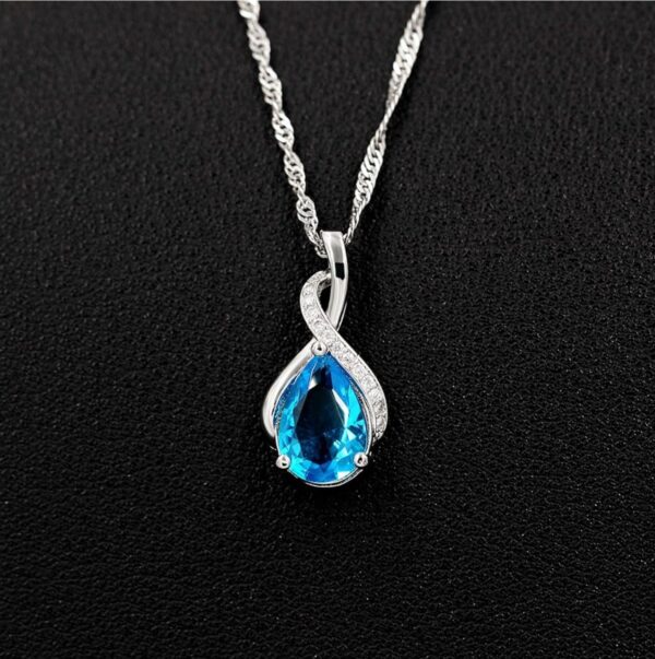 Uloveido Platinum Plated Infinity Crystal Teardrop Necklace Pear-Shaped CZ Wedding Jewelry Women