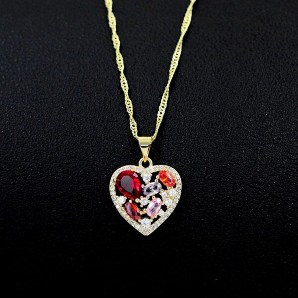 Uloveido Fashion Cubic Zirconia Crystal Heart Pendant Necklace Wedding Gold Plated Y1075