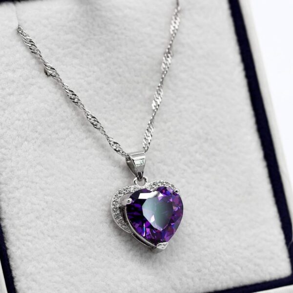 Uloveido Crystal Heart Pendant Necklace Wedding Promise Jewelry Women DZ006