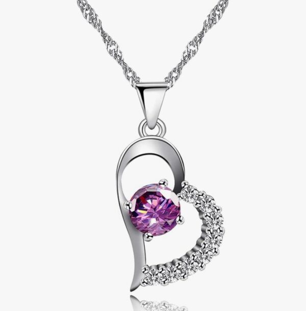 Uloveido Women's Platinum Plated Cubic Zirconia Heart Pendant Infinity Necklace