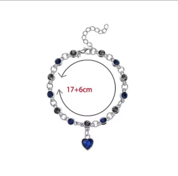 Women Silver Color Lucky Bracelet Female Blue Crystal Heart Charm Pulseras Bracelet Bridal Wedding Engagement Fine Jewelry Gift