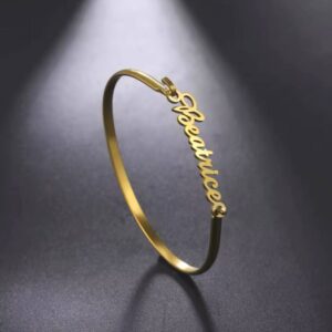 Customized Name Bracelet for Women Men Custom Jewelry Stainless Steel Customized Gold Color Arabic Name Bangle Birthday Gift 1