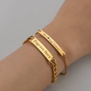 Customized Punk Engrave Name Custom Bracelets Gold Color Stainless Steel Thick Hand Chain Customized Couple Men Women Jewelry Gift