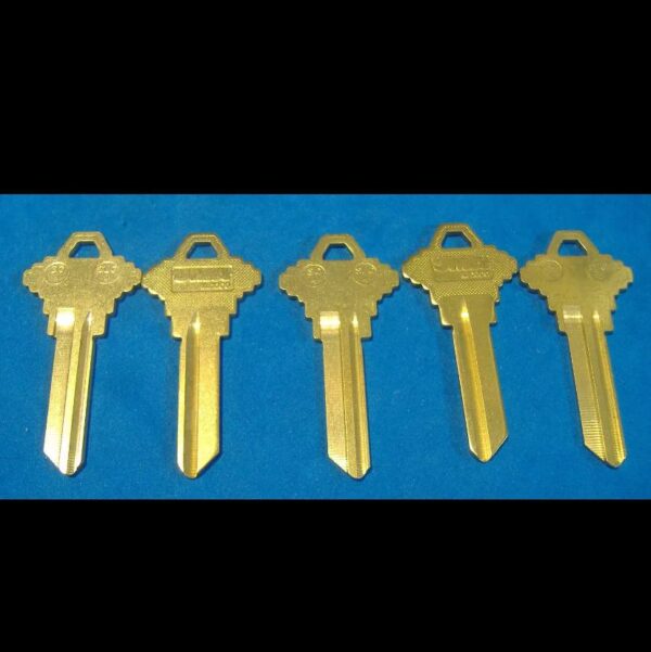 LOT OF FIVE LOCKSMITH SC4 6-PIN KEY BLANKS FITS SCHLAGE SOLID BRASS