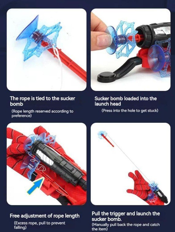 Set of Children's Plastic Role Play Movie Hero Wrist Launcher Spider-Man Spider Web Shooter Toy Launcher Glove Set.