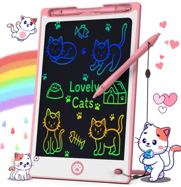 Hockvill LCD Writing Tablet for Kids 8.8 Inch, Kids Toys for Girls Boys Drawing Pad for 3 4 5 6 7 8 Year Old Kid, Toddler Drawing Doodle Board Travel Essentials Christmas Birthday Gift for Kids -Pink