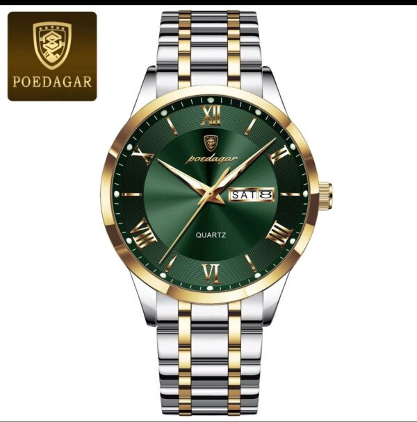 POEDAGAR Luxury Fashion Men Clock Waterproof Luminous Week Date Sports Man Wristwatch Stainless Steel Men's Quartz Watches Reloj