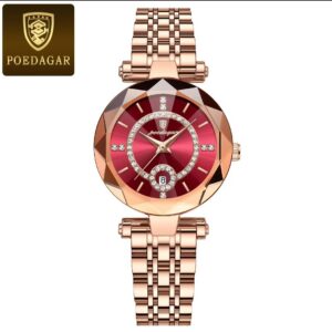 POEDAGAR Luxury Watch For Woman High Quality Diamond Ladies Quartz Watch Waterproof Date Stainless Steel Women Watches reloj+box