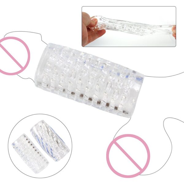 9cm Transparent Male Masturbator Artificial Pussy Vaginal for Men 18 Glans Sucking Penis Pump Spikes Exerciser Sex Toys Erotic