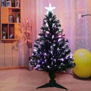 3FT Fiber Optic Green Christmas Tree Artificial Tree with Stand,Pre-lit Full Xmas Tree with Top Star Perfect for Indoor Holiday Decoration