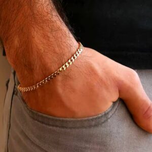 Chunky Miami Curb Chain Bracelet for Men, Stainless Steel