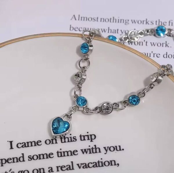 Women Silver Color Lucky Bracelet Female Blue Crystal Heart Charm Pulseras Bracelet Bridal Wedding Engagement Fine Jewelry Gift