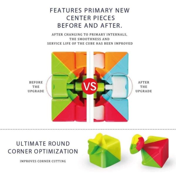 QY Toys Warrior W Speed Cube 3x3- Stickerless Magic Cube 3x3x3 Puzzles Toys (56mm), The Most Educational Toy to Effectively Improve Your Child's Concentration, responsiveness and Memory