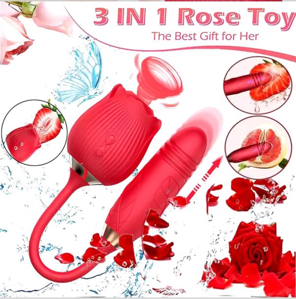 Vibrator for Women Dildo Sex Toys Rose Sucking Thrusting Vibrating Clit Sucker Nipple Clitoris Stimulation Female for Adults 18+