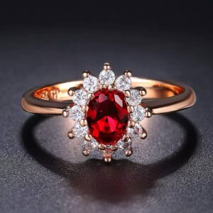 Ring For Women Red Crystal Elegant Engagement Wedding Ring