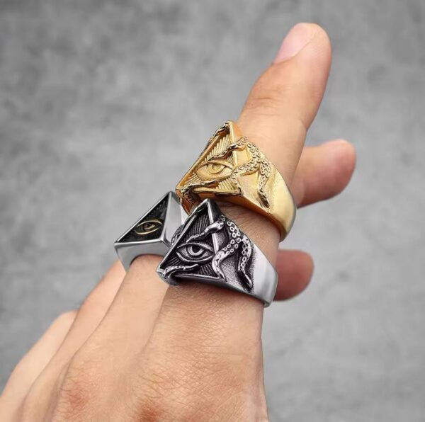 Freemason Illuminati Triangle Masonic Stainless Steel Mens Rings