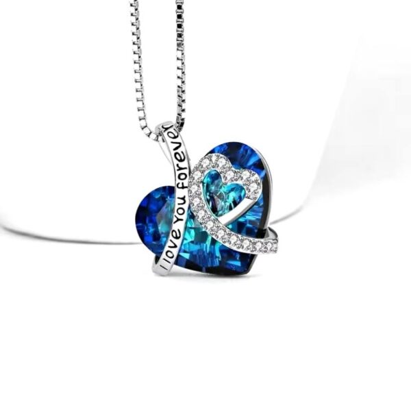 New Everlasting Heart Pendant Necklace For Women Exquisite Jewelry Blue Crystal Forever Love Charm  Valentine's Day Gift