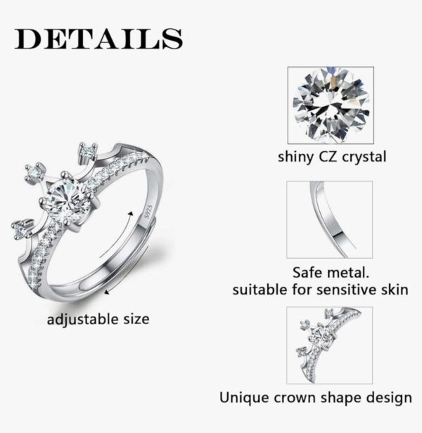 M&Ostyle 925Silver Moissanite Adjustable Engagement Ring, Promise Eternity Ring for Women,Wedding Rings,Jewelry Gift,Friendship Promise Fashion Jewelry Valentine Gifts for Women 3