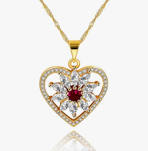 Uloveido Fashion Cubic Zirconia Crystal Heart Pendant Necklace Wedding Gold Plated Y1075