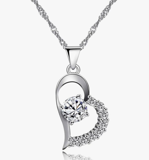 Uloveido Women's Platinum Plated Cubic Zirconia Heart Pendant Infinity Necklace