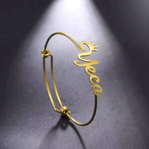 Customized Name Bracelet for Women Men Custom Jewelry Stainless Steel Customized Gold Color Arabic Name Bangle Birthday Gift 3