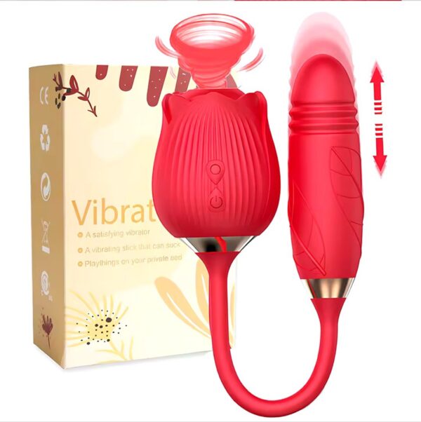 Vibrator for Women Dildo Sex Toys Rose Sucking Thrusting Vibrating Clit Sucker Nipple Clitoris Stimulation Female for Adults 18+