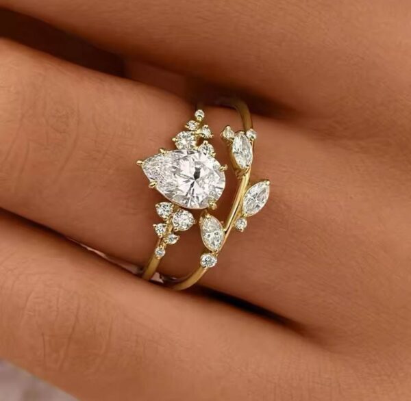 Luxury Pear Cubic Zirconia Set Rings for Women