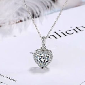 925 Sterling Silver Zircon Heart Pendants Necklaces For Women Luxury Designer Jewelry Gift Female  Items GaaBou