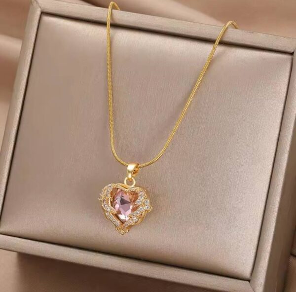 Delicate Enamel Heart Pendants Necklaces for Women Gold Color Black Red Love Drop Necklaces Fashion Jewelry Valentine's Gifts