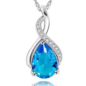 Uloveido Platinum Plated Infinity Crystal Teardrop Necklace Pear-Shaped CZ Wedding Jewelry Women