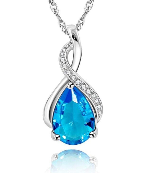 Uloveido Platinum Plated Infinity Crystal Teardrop Necklace Pear-Shaped CZ Wedding Jewelry Women