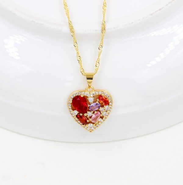 Uloveido Fashion Cubic Zirconia Crystal Heart Pendant Necklace Wedding Gold Plated Y1075