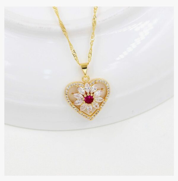 Uloveido Fashion Cubic Zirconia Crystal Heart Pendant Necklace Wedding Gold Plated Y1075