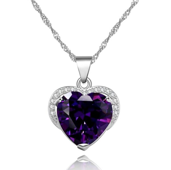 Uloveido Crystal Heart Pendant Necklace Wedding Promise Jewelry Women DZ006