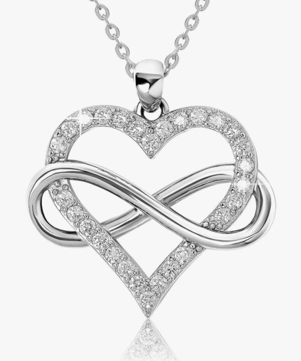 Jes & Jani Infinity Heart Necklace for Women, Love Heart Pendant with Cubic Zirconia and Infinity Necklace, 925 Sterling Silver Heart Necklace for Girlfriend