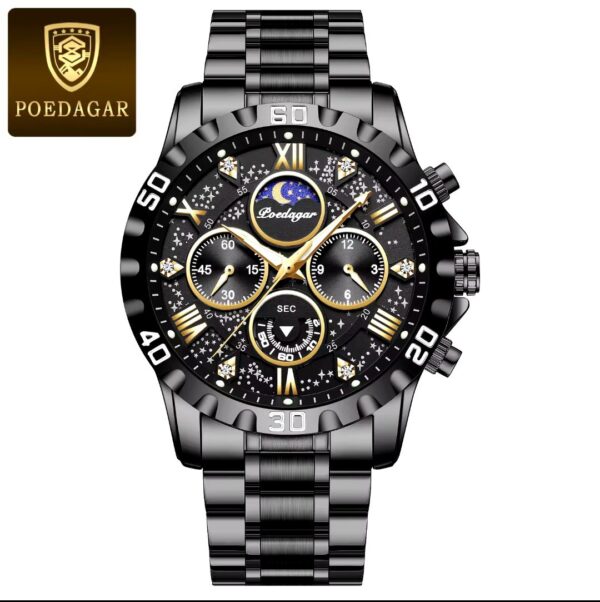 POEDAGAR Luxury Watch for Man Quartz Sports Men Watch Waterproof Luminous Stainless Steel Chronograph Men's Watches Clock Reloj