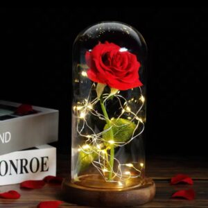 Beauty And The Beast Rose Light Flower In LED Glass Flower Forever Rose Red Rose Valentine's Day Mother's Day Special Romantic Gift